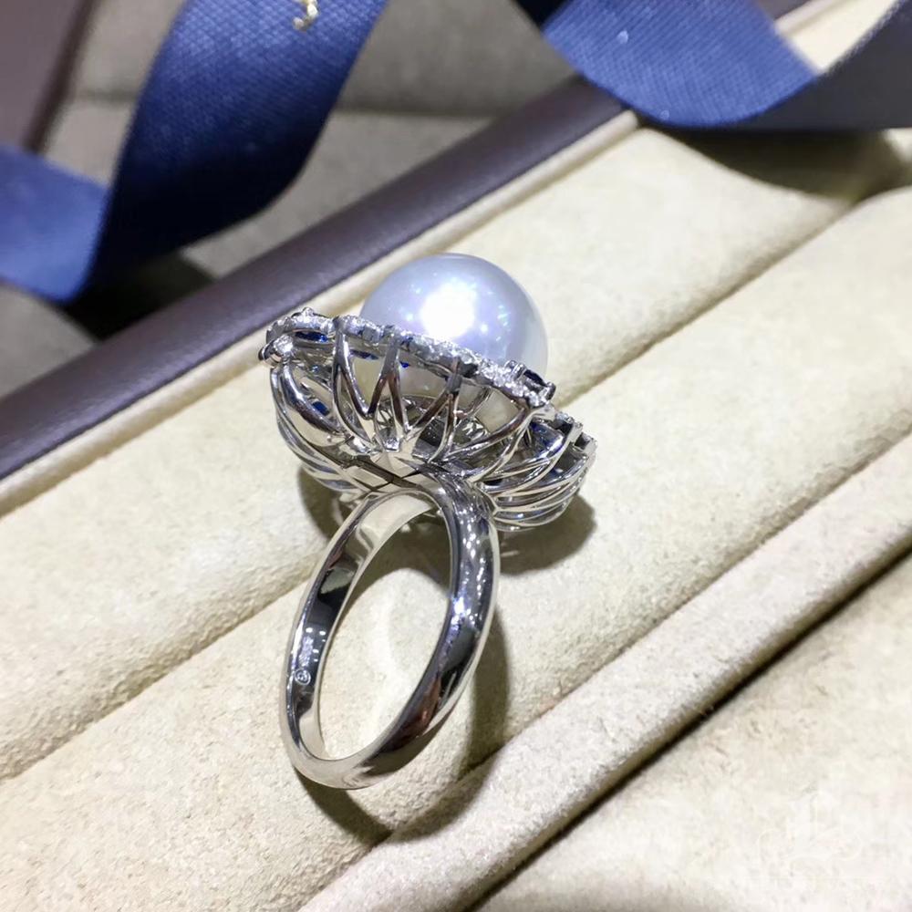【Crown Radiance】Convertible Saphir Diamant Aurora Südsee Perlen Ring Anhänger im Angebot 4