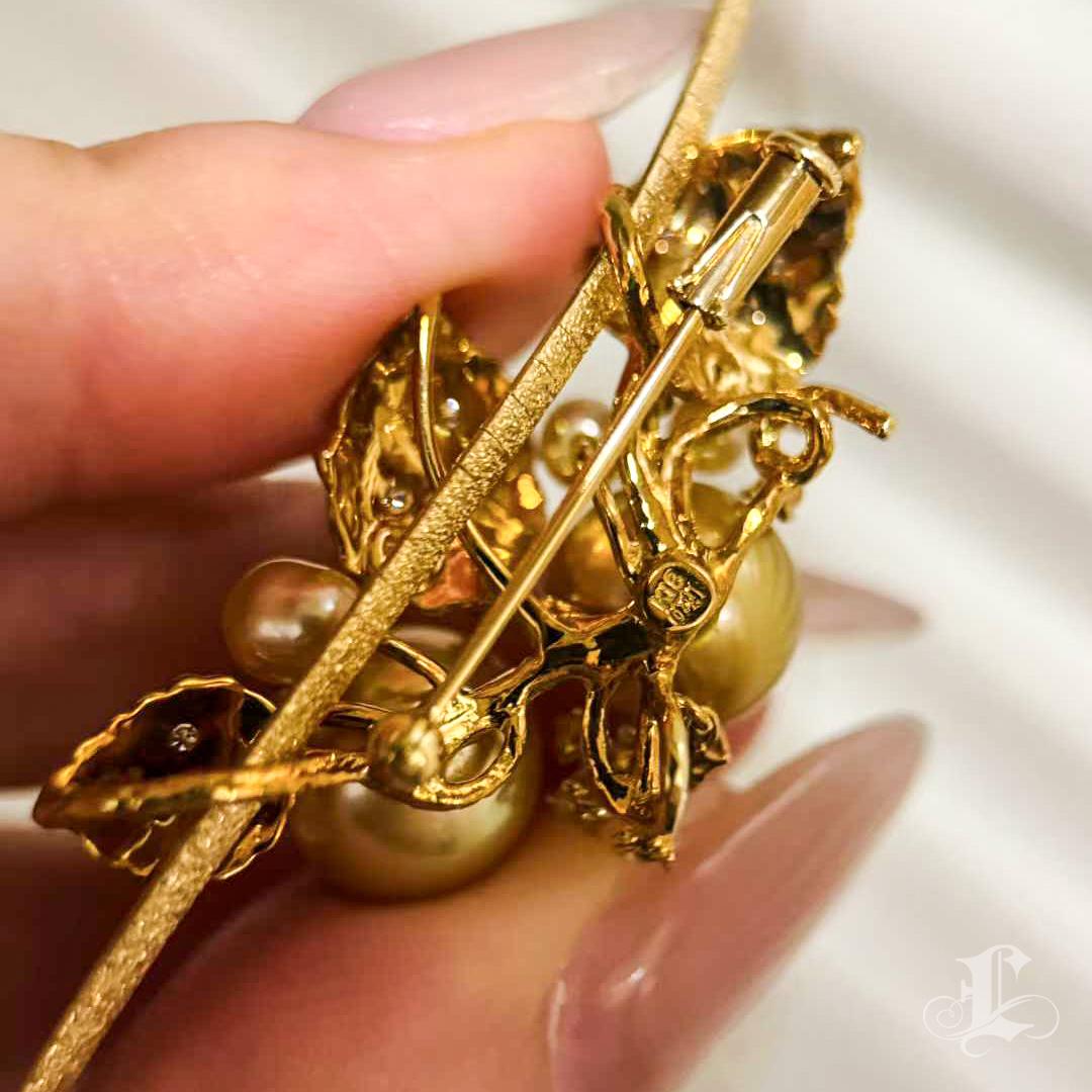 【Crown Radiance】Convertible South Sea Golden Pearl Diamond Necklace-Brooch en vente 2