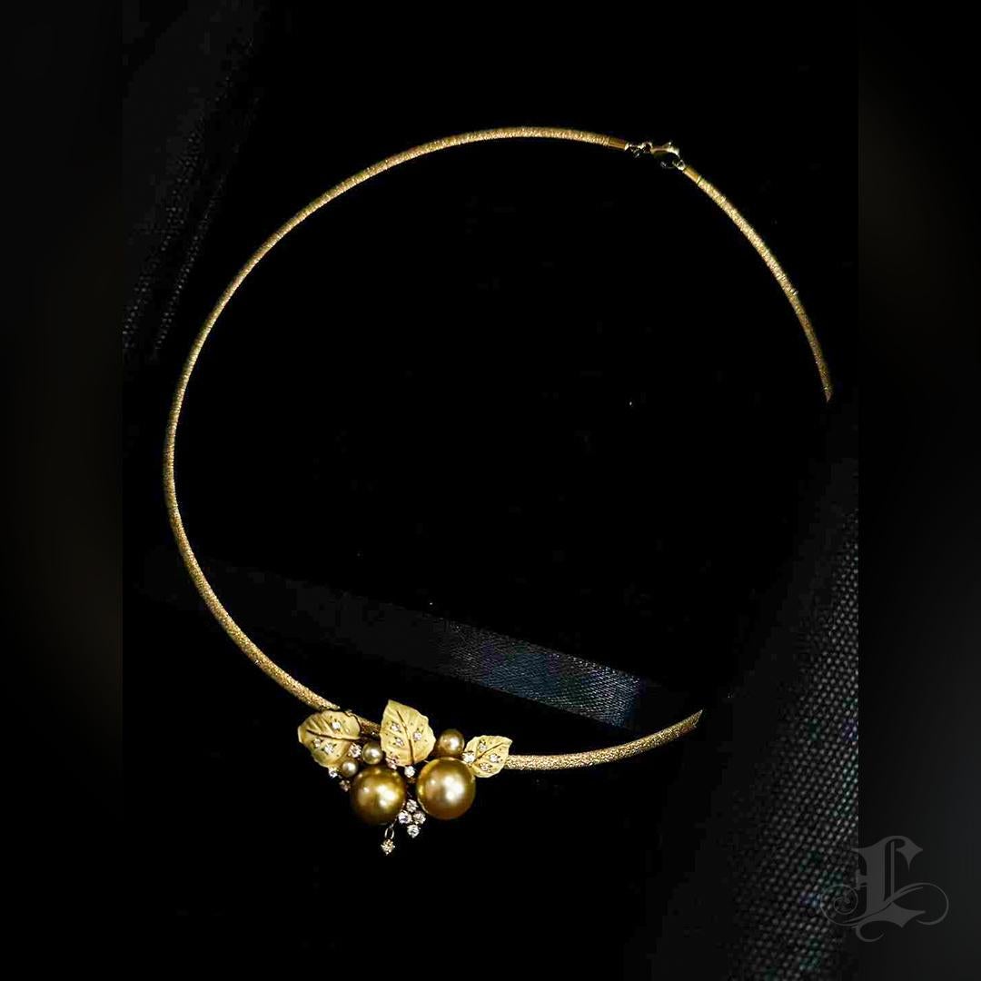 【Crown Radiance】Convertible South Sea Golden Pearl Diamond Necklace-Brooch en vente 3