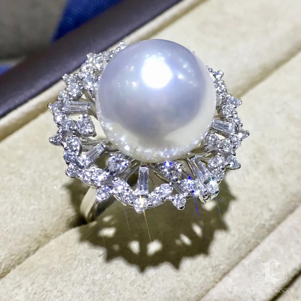 Corona radiosa】 Anello/pendente convertibile con perle dei mari del sud e diamanti in vendita 2