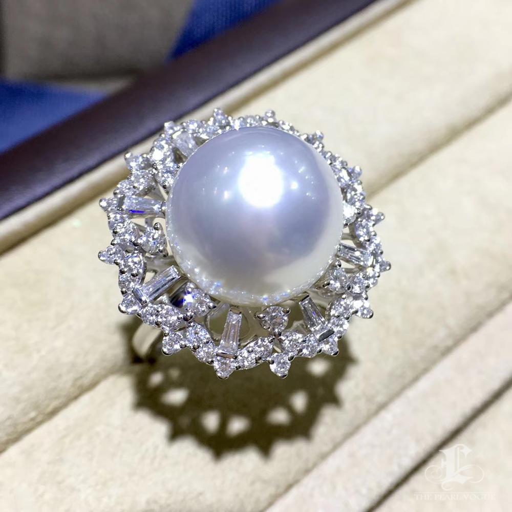 Corona radiosa】 Anello/pendente convertibile con perle dei mari del sud e diamanti in vendita 3