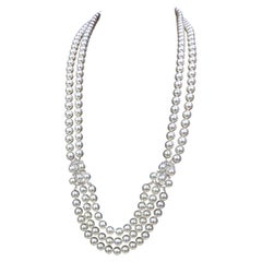 Corona Radiosa】Collana di perle Akoya a più fili con chiusura a diamante