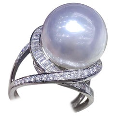 【Crown Radiance】Diamond Swirl Aurora South Sea Pearl Ring