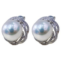 【Crown Radiance】Boucles d'oreilles cocktail diamant de galaxie Aurora perle des mers du sud