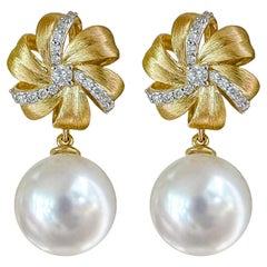 【Crown Radiance】Golden Bloom Aurora South Sea Pearl Diamond Gala Earrings