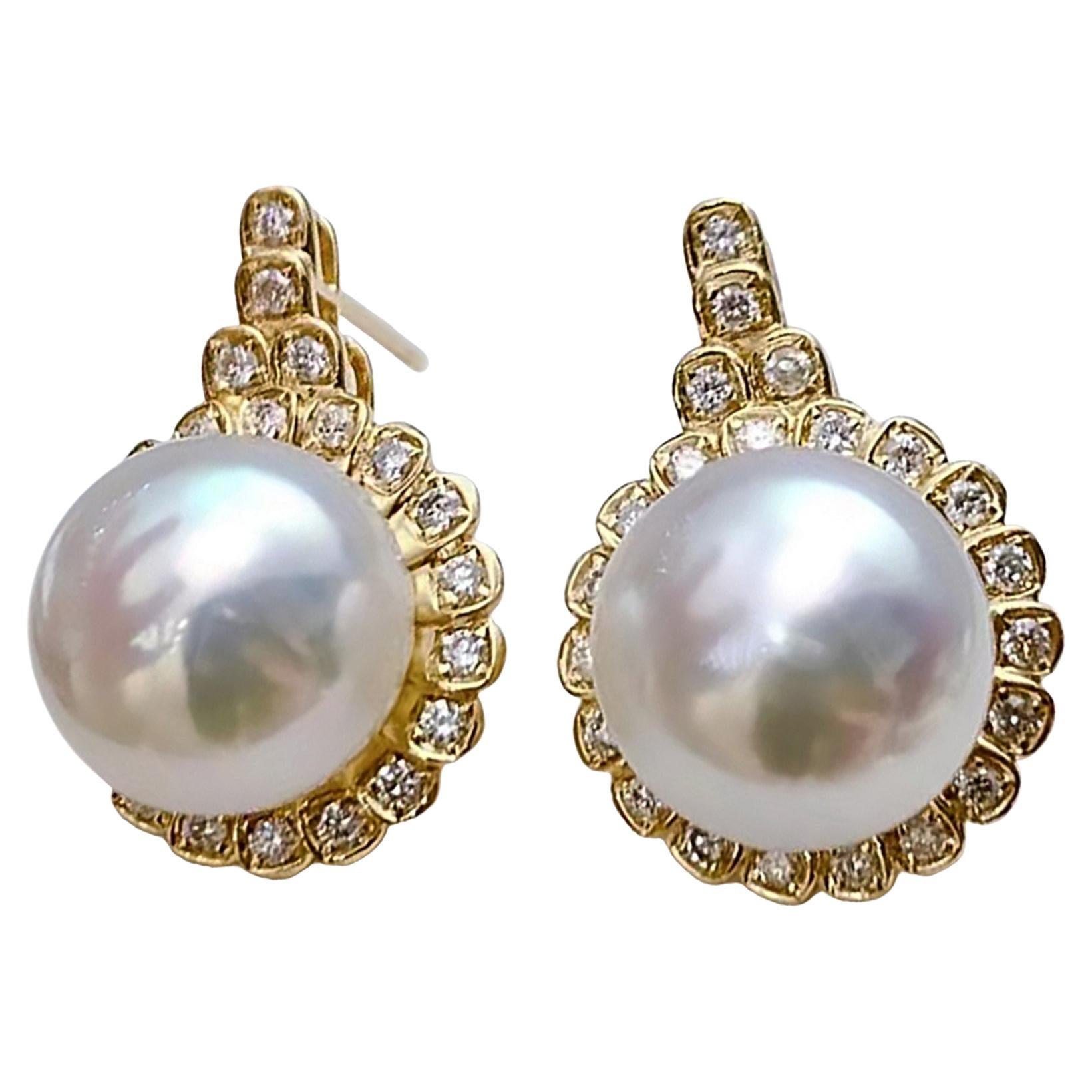 【Crown Radiance】Golden Halo Aurora South Sea Pearl Diamond Earrings