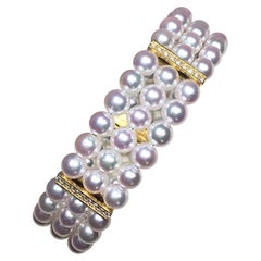 【Crown Radiance】Grace AAA Baby Akoya Pearl Diamond Triple-Strand Bracelet