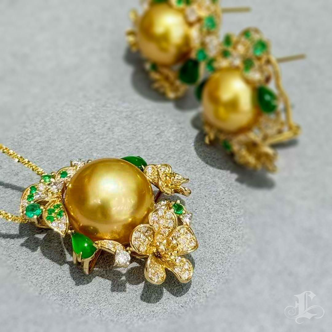 【Corona Radiance】Imperial Blossom South Sea Pearl & A Jadeite Jewelry Set en venta 5