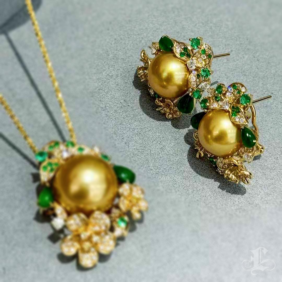 【Corona Radiance】Imperial Blossom South Sea Pearl & A Jadeite Jewelry Set en venta 6