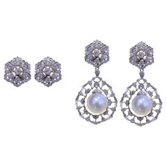 【Crown Radiance】Lace Diamond Pavé South Sea Pearl Convertible Statement Earrings