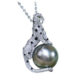 Crown Radiance】Leopard Diamant Aurora Tahiti Perlen Statement Anhänger