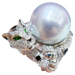 【Crown Radiance】Leopard Embrace Aurora South Sea Pearl Diamond Ring