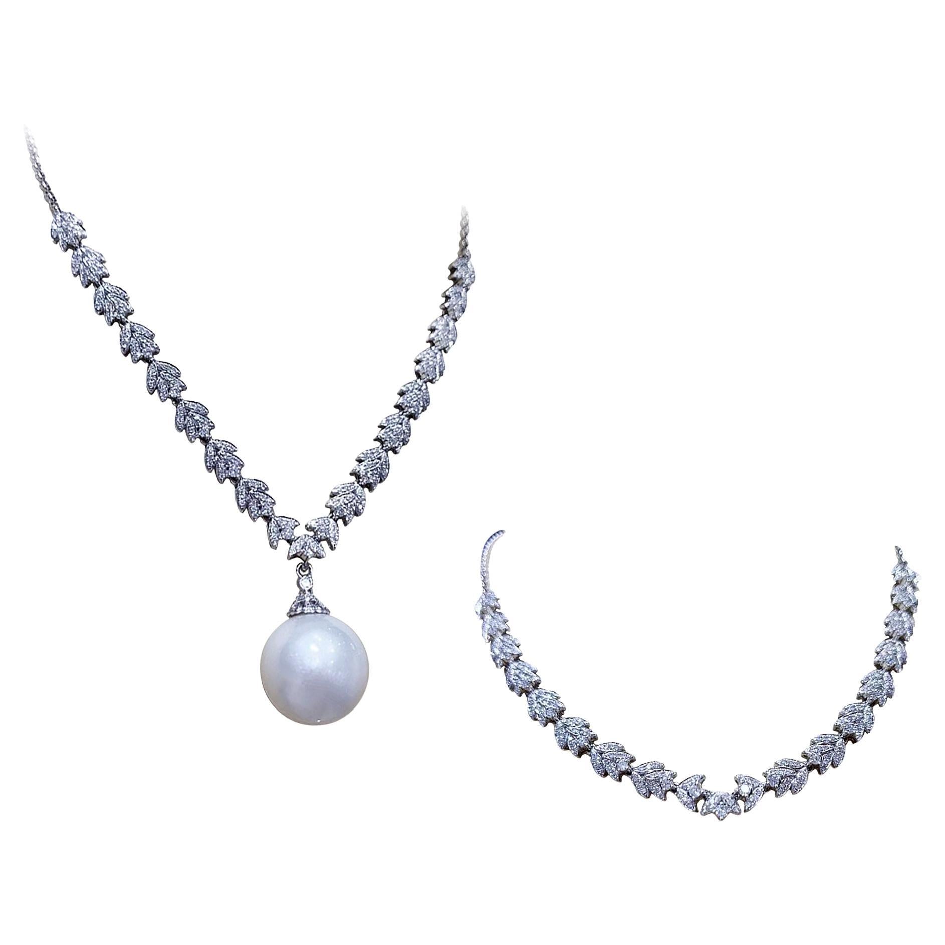 Collana di perle dei mari del sud e diamanti convertibile a Y Lumière