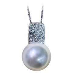 Ciondolo con diamante e perla dei mari del sud da 15 mm