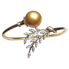 【Crown Radiance】Olive Branch Aurora South Sea Pearl Diamond Bracelet