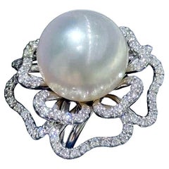 【Crown Radiance】One-of-a-Kind 15mm South Sea Pearl & Diamond Cocktail Ring