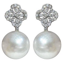【Crown Radiance】Orchid Lace AAAA South Sea Pearl Diamond Earrings