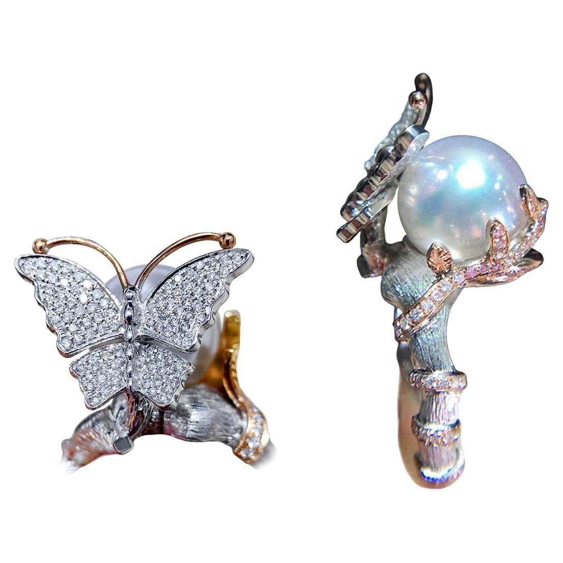 【Crown Radiance】Papillon Embrace Südsee Perlen Ring im Angebot