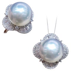 【Crown Radiance】Petal-Edge Diamond South Sea Pearl Convertible Ring Pendant
