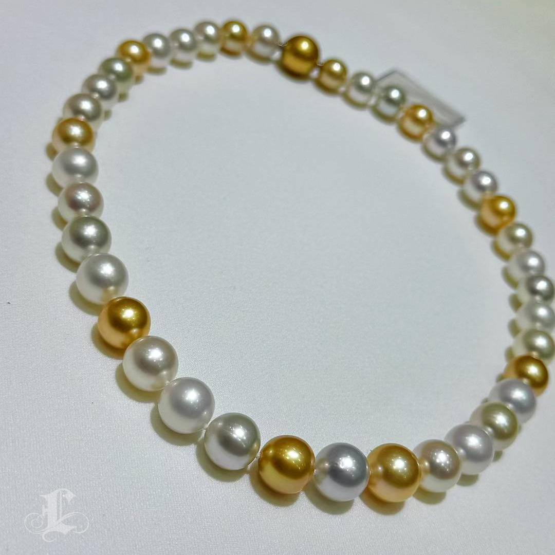 【Crown Radiance】PSL Collier de perles des mers du sud certifiées Aurora en blanc et doré Pour femmes en vente