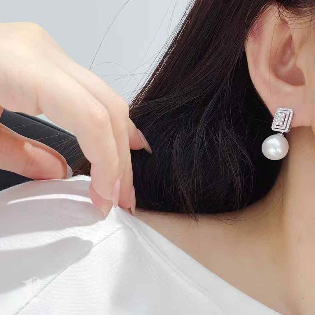 【Crown Radiance】PSL Certified Convertible South Sea Pearl & Diamond Earrings For Sale 6