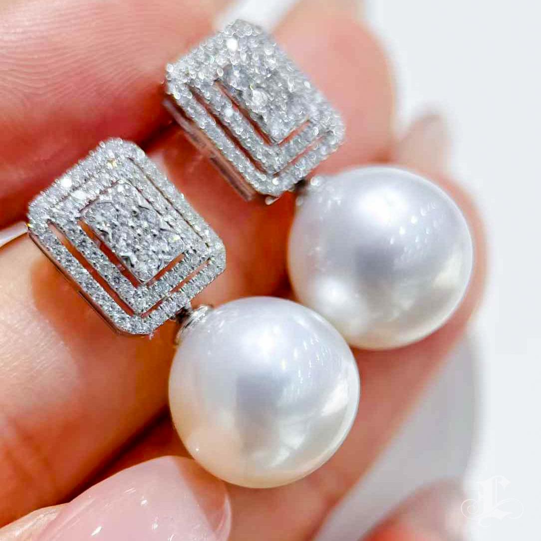 【Crown Radiance】PSL Certified Convertible South Sea Pearl & Diamond Earrings For Sale 2