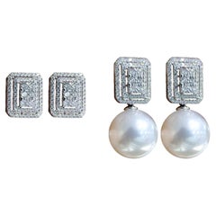 【Crown Radiance】PSL Certified Convertible South Sea Pearl & Diamond Earrings