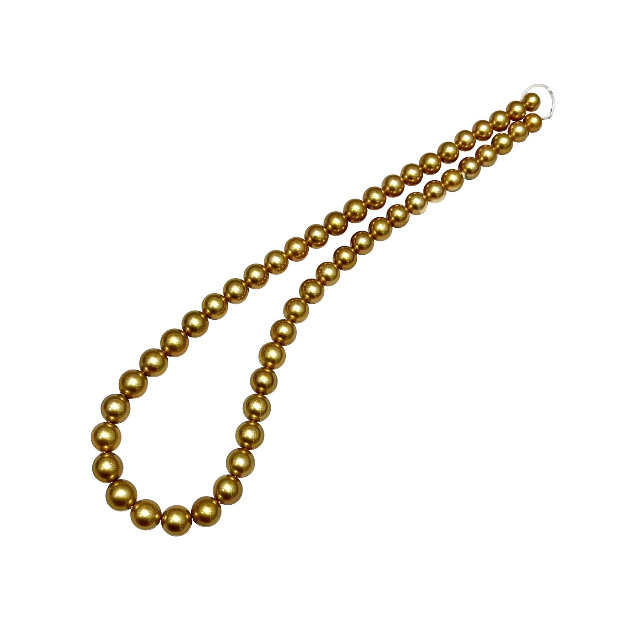 Corona Radiosa】 Collana di perle dorate dei mari del sud certificate Imperial Glow