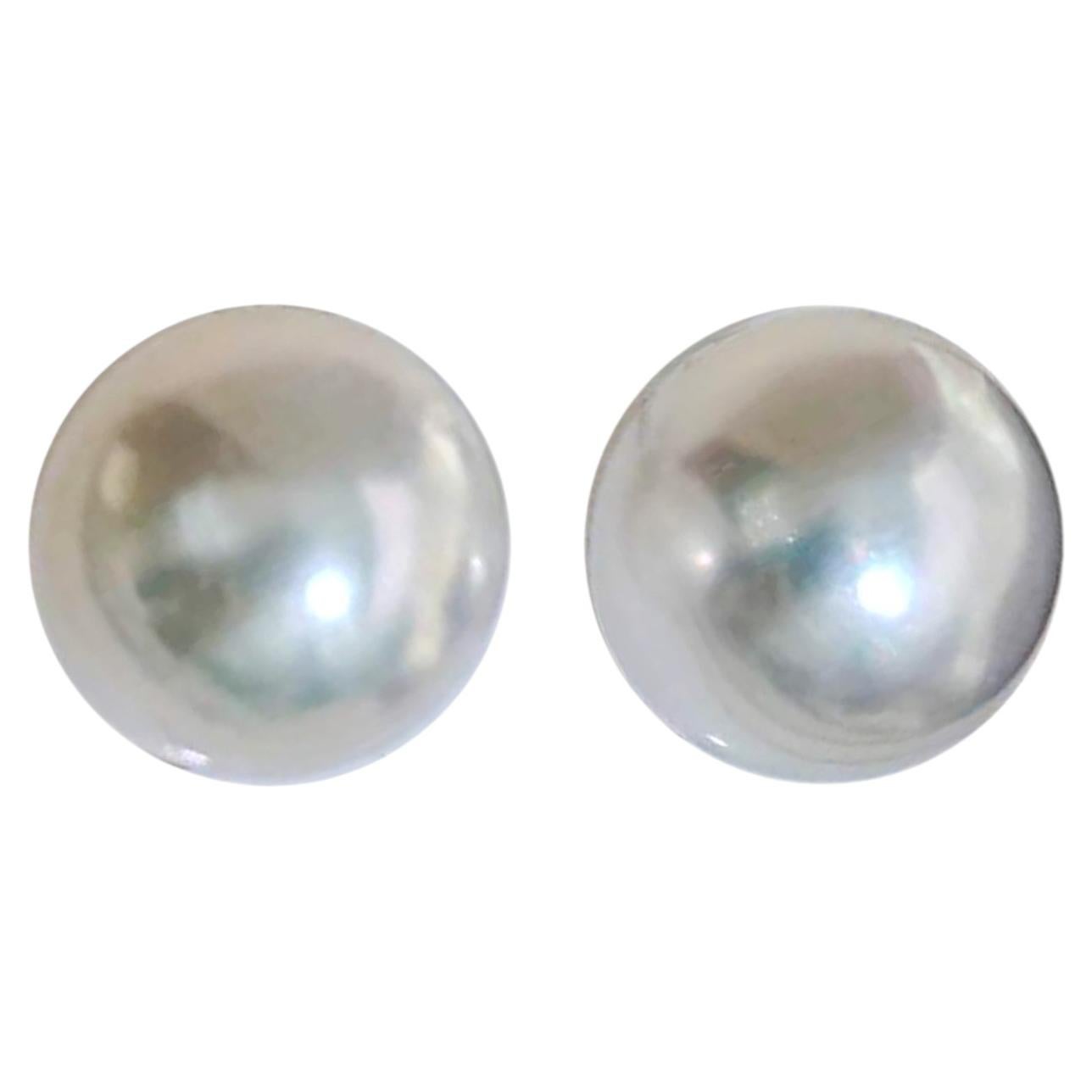 【Crown Radiance】PSL Certified Signature White South Sea Pearl Pair For Sale