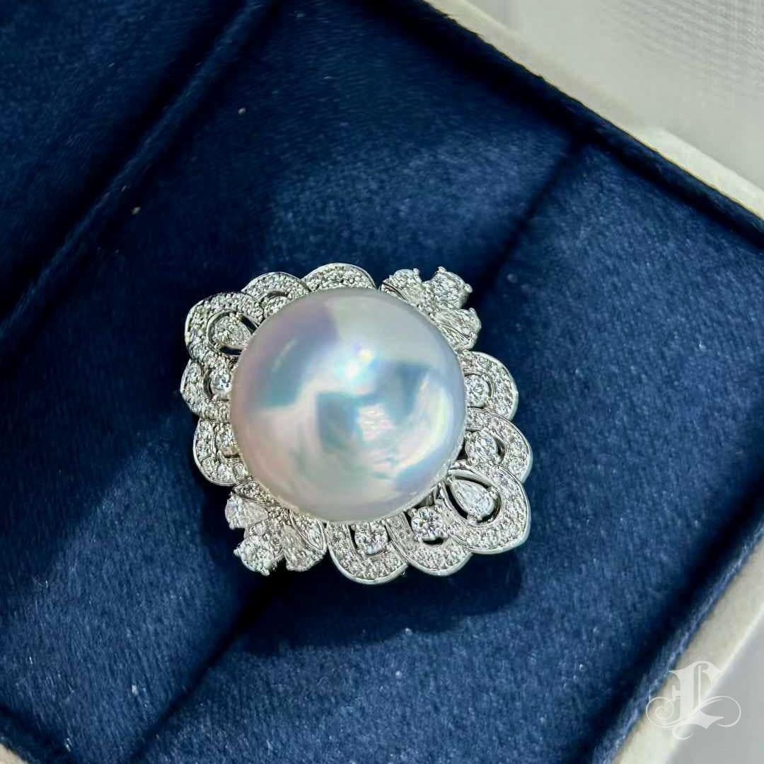Anello con perle dei mari del sud e diamanti Phoenix Aurora 15,2 mm in vendita 3