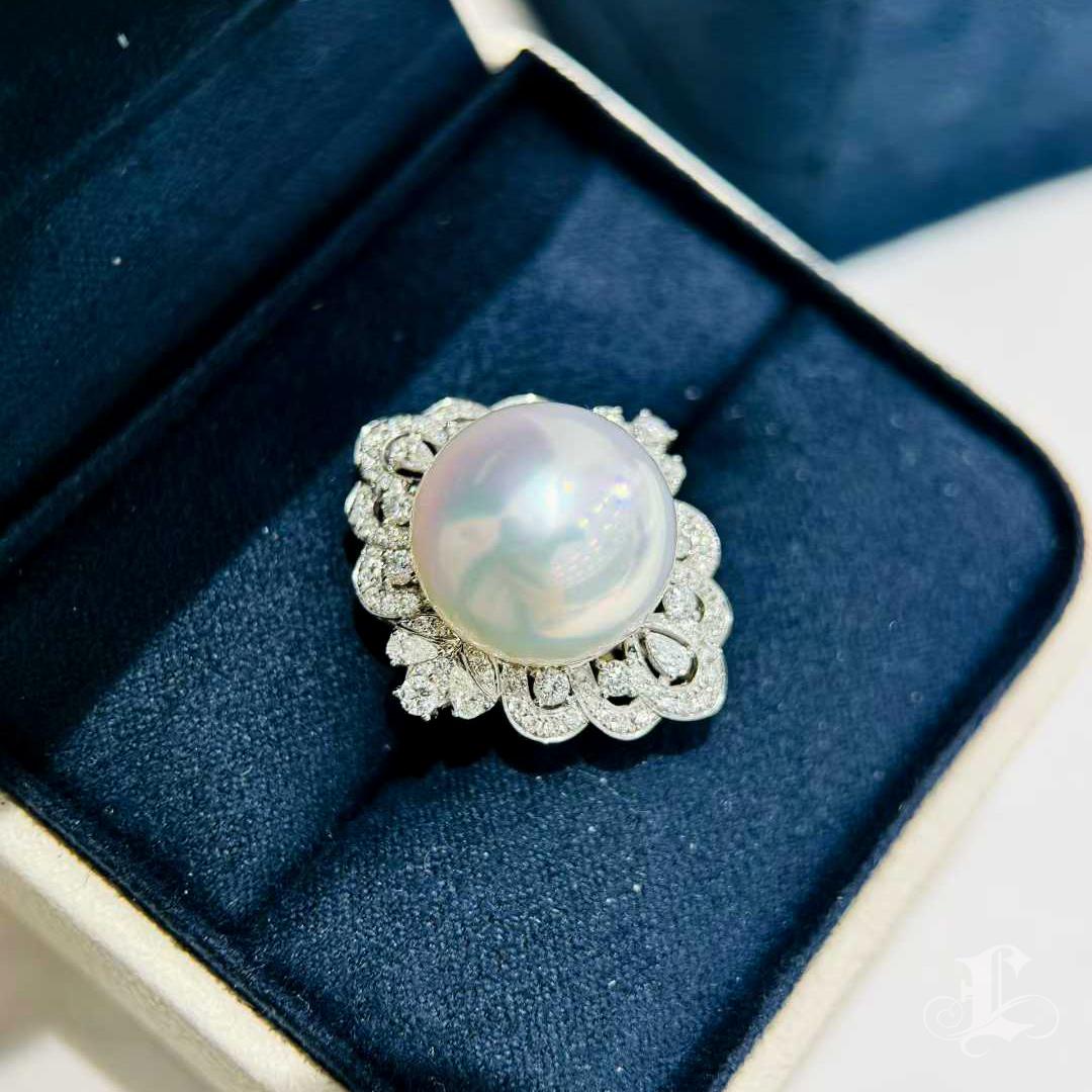 Anello con perle dei mari del sud e diamanti Phoenix Aurora 15,2 mm in vendita 4
