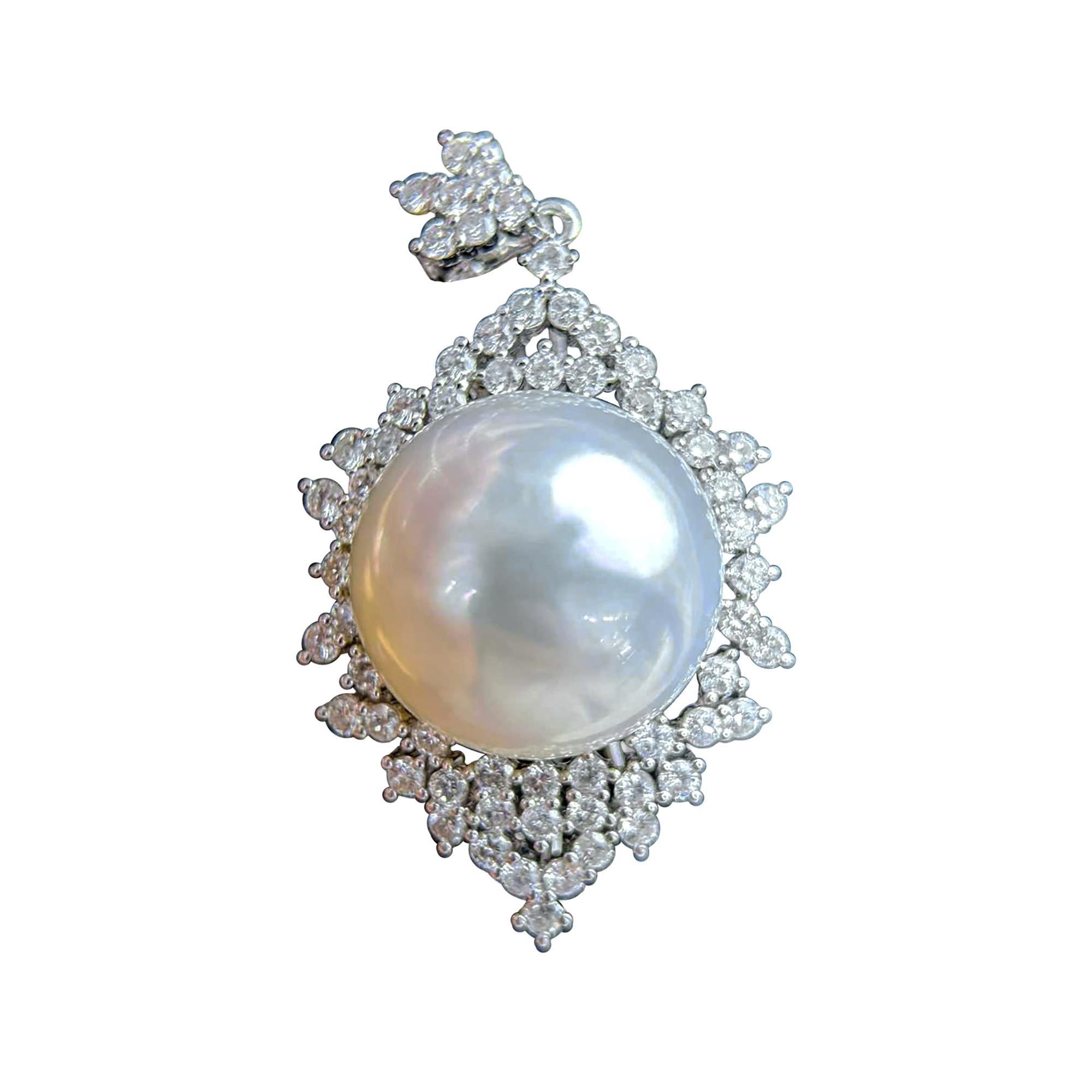 Ciondolo con perle e diamanti dei mari del sud da 16,1 mm con certificazione Phoenix.