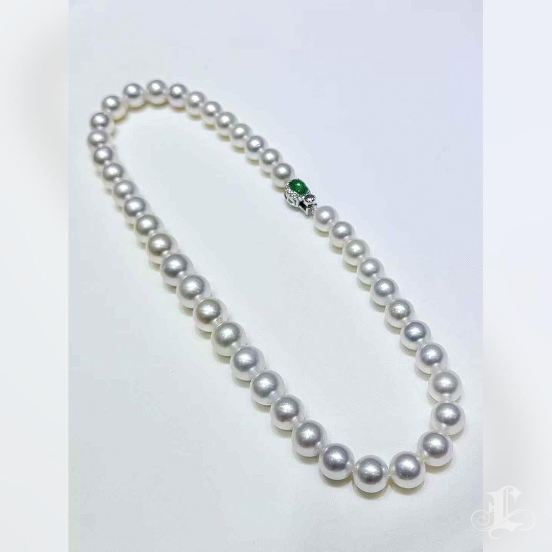 【Crown Radiance】PSL Phoenix Certified Pearl & Emerald Diamond Clasp Necklace For Sale 6