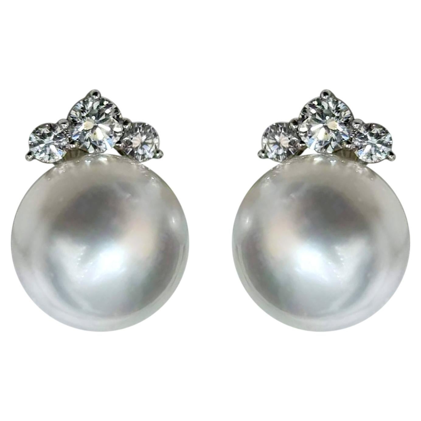 【Crown Radiance】PSL Venus Certified South Sea Pearl Diamond Earrings