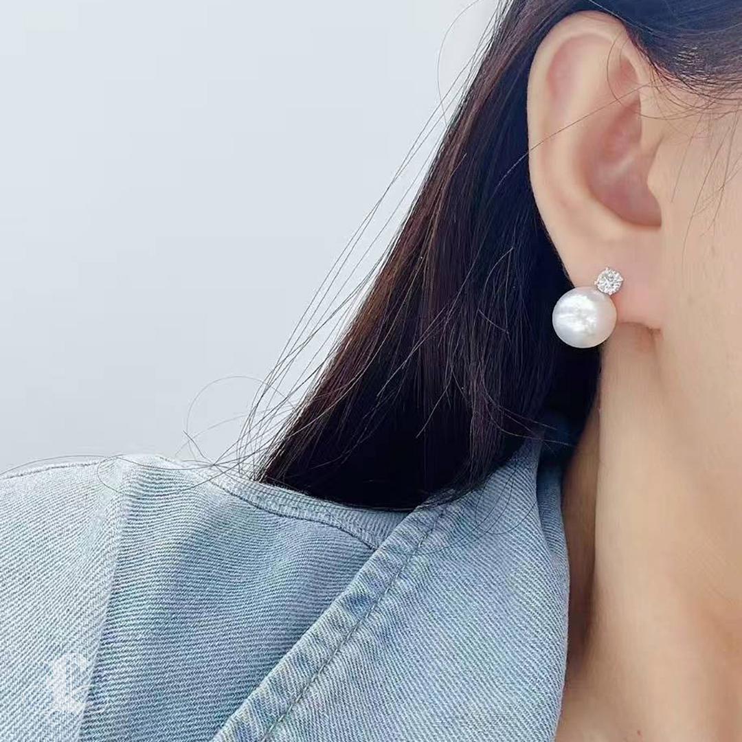 Non taillé 【Crown Radiance】PSL Boucles d'oreilles Venus en perles des mers du Sud et diamants (nouvel arrivage) en vente