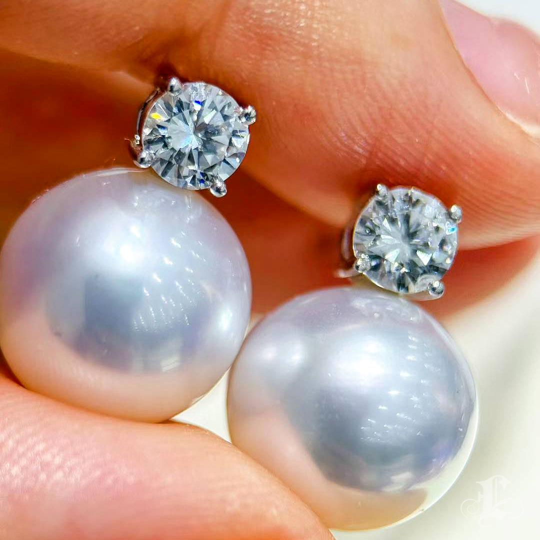 【Crown Radiance】PSL Boucles d'oreilles Venus en perles des mers du Sud et diamants (nouvel arrivage) Pour femmes en vente