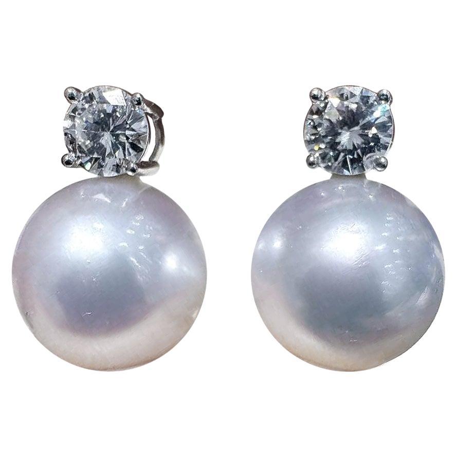 【Crown Radiance】PSL Boucles d'oreilles Venus en perles des mers du Sud et diamants (nouvel arrivage) en vente