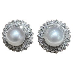 【Crown Radiance】Radiant Bloom Aurora Pearl South Sea Diamond Evening Earrings
