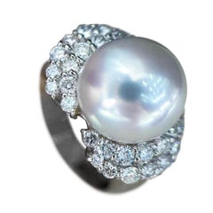 Corona Radiosa】 Anello con perle dei mari del sud e diamanti Regalia Aurora