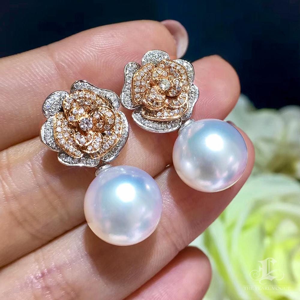 Women's 【Vine Symphony】Rose Bloom South Sea Pearl & Diamond Convertible Set For Sale