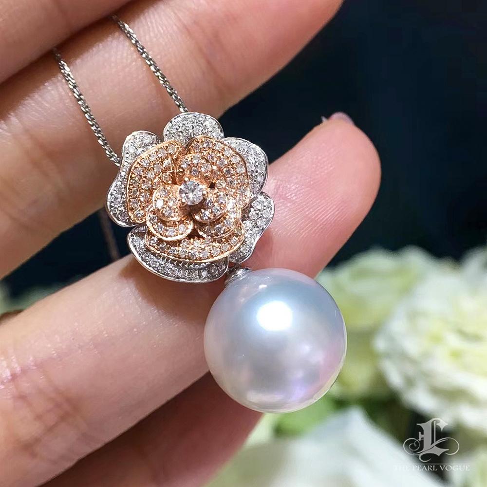 【Vine Symphony】Rose Bloom South Sea Pearl & Diamond Convertible Set For Sale 1