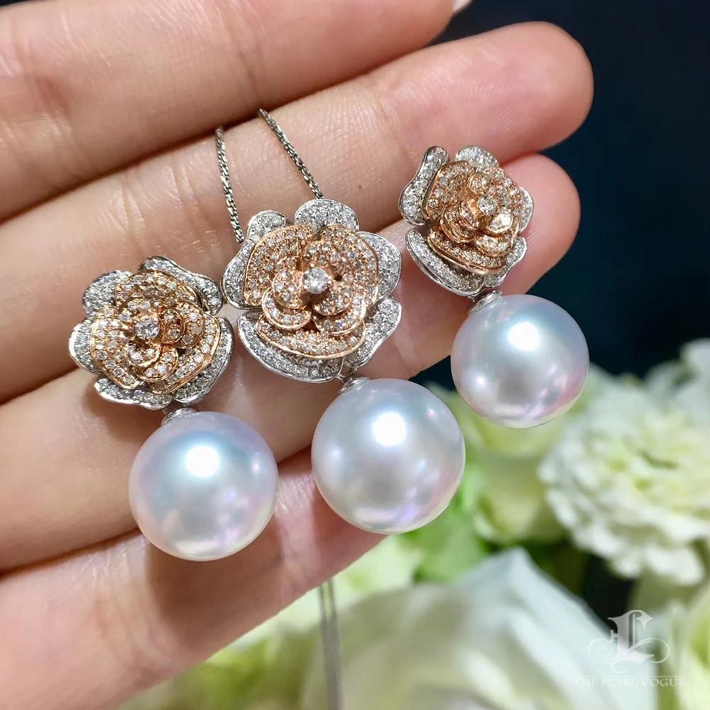【Vine Symphony】Rose Bloom South Sea Pearl & Diamond Convertible Set For Sale 2