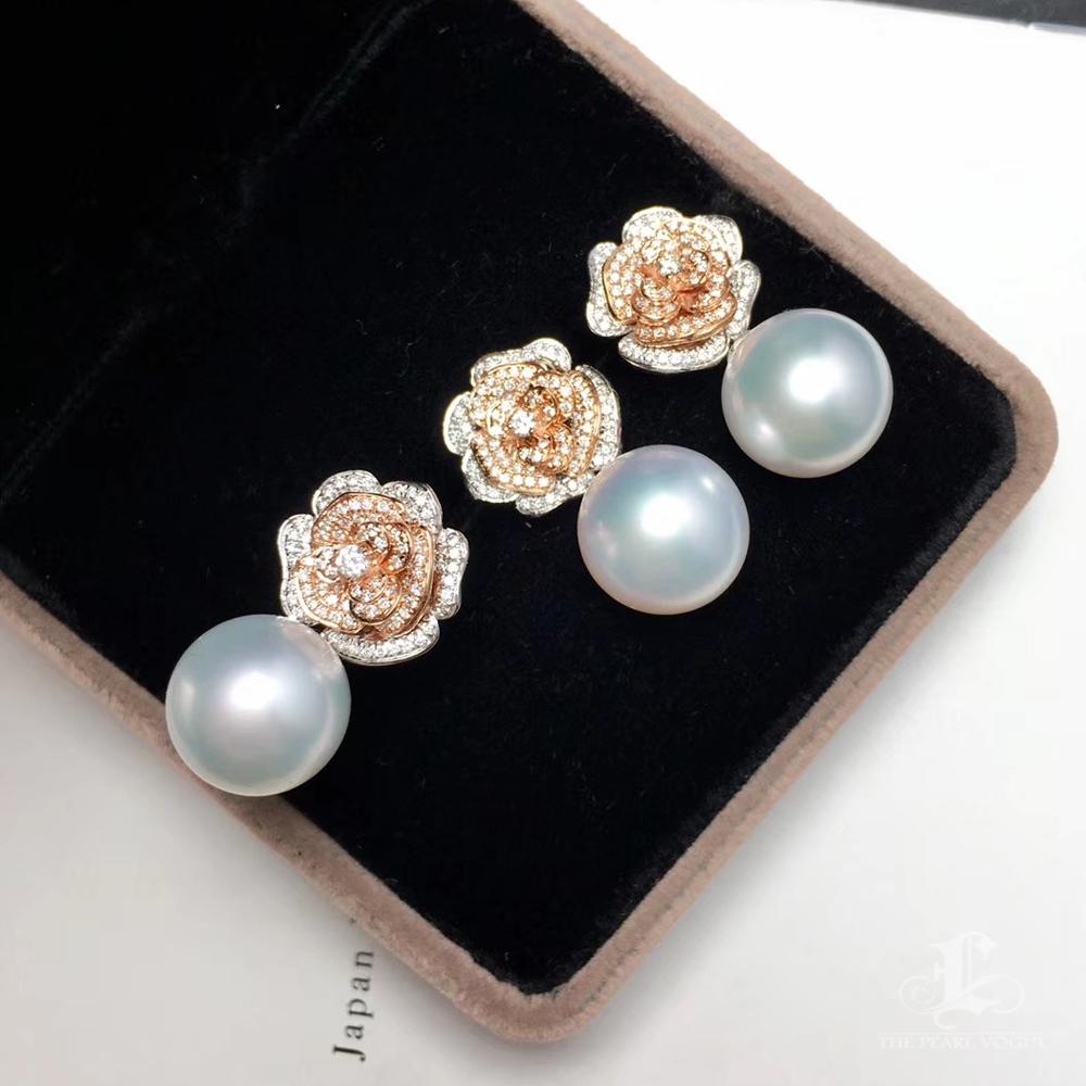 【Vine Symphony】Rose Bloom South Sea Pearl & Diamond Convertible Set For Sale 3