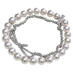 【Crown Radiance】Silken Ribbon Aurora Akoya Pearl Diamond Bracelet