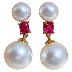 【Crown Radiance】Spinel Glow Boucles d
oreilles en perles d
Akoya et des mers du Sud