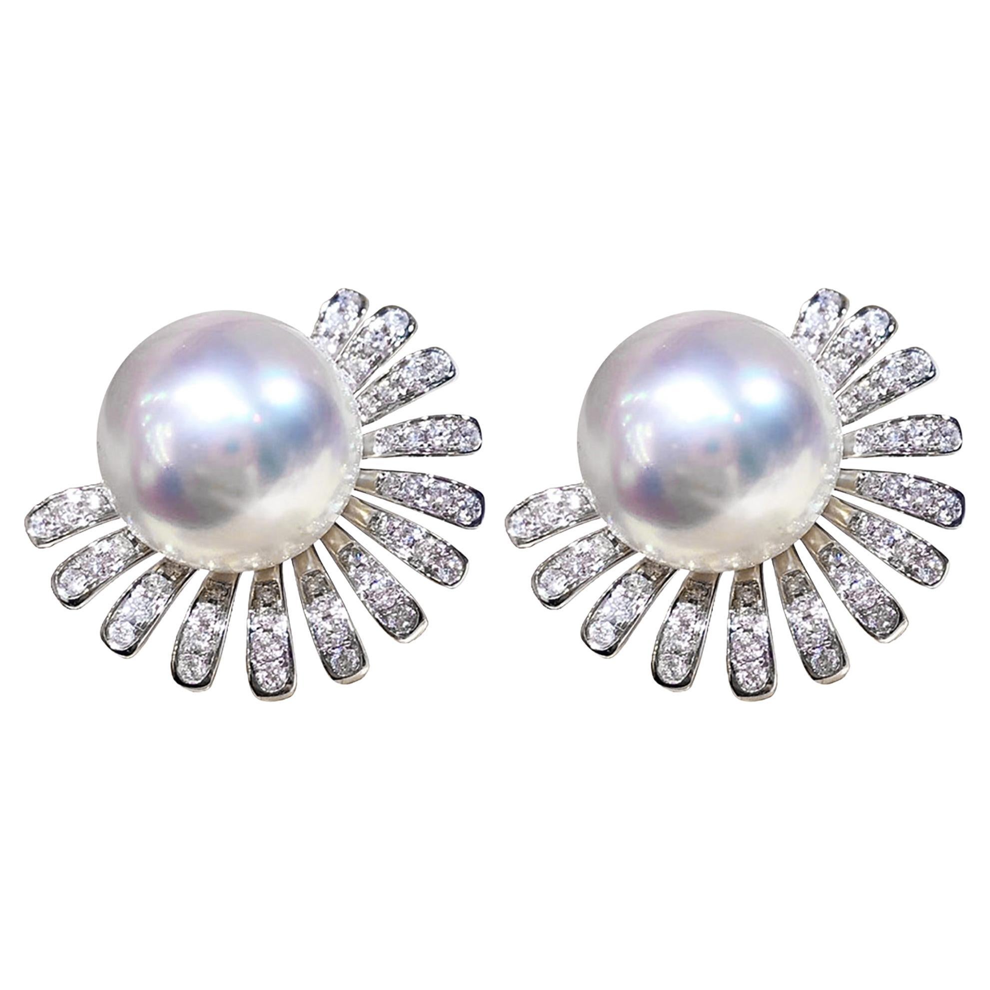【Crown Radiance】Sunburst Aurora South Sea Pearl Cocktail Earrings