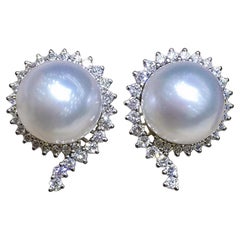 【Crown Radiance】Boucles d'oreilles en diamant avec perle de mer du Sud Aurora en forme de soleil