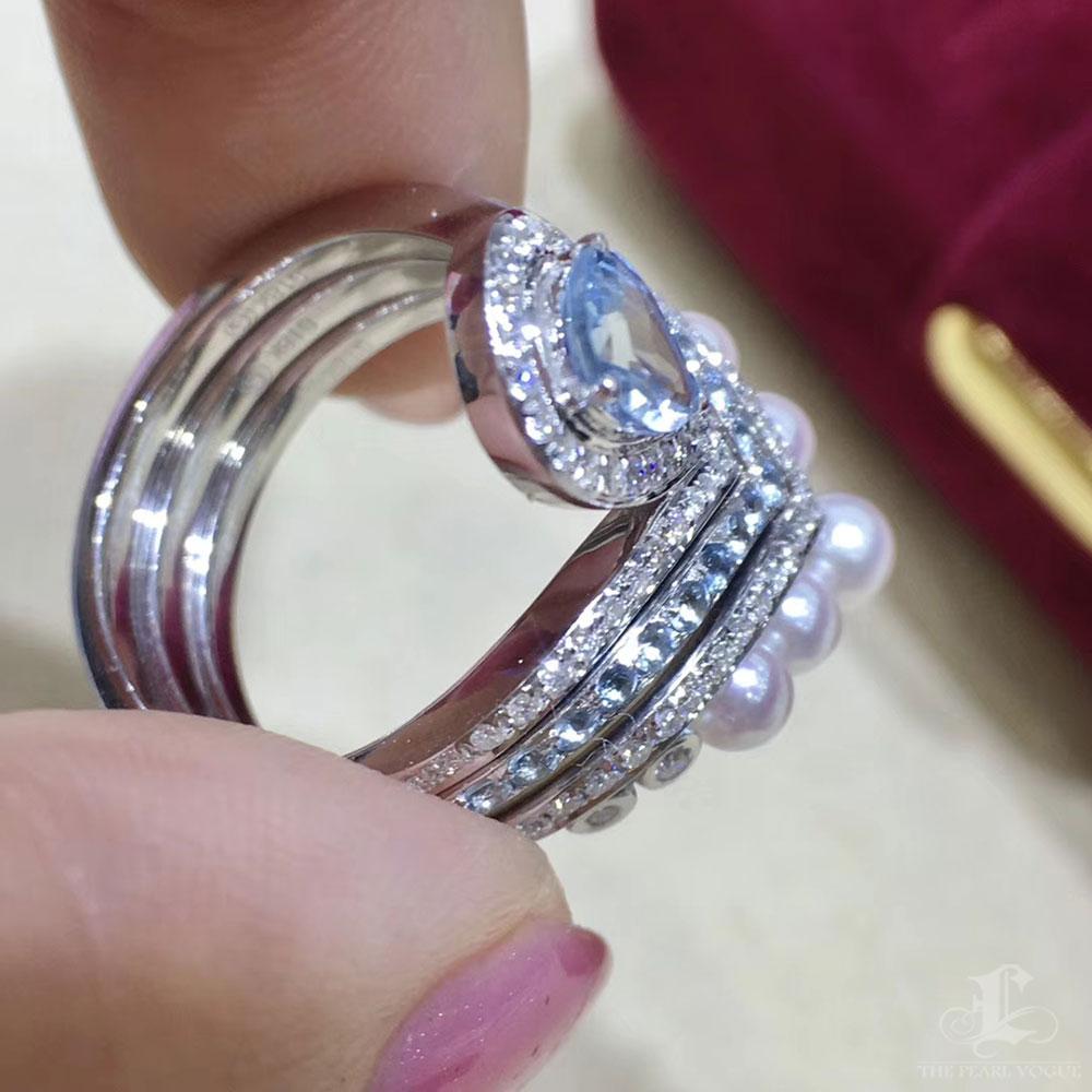 Crown Radiance】Transformable Akoya Perle, Saphir & Diamant Stackable Ring Set im Angebot 1