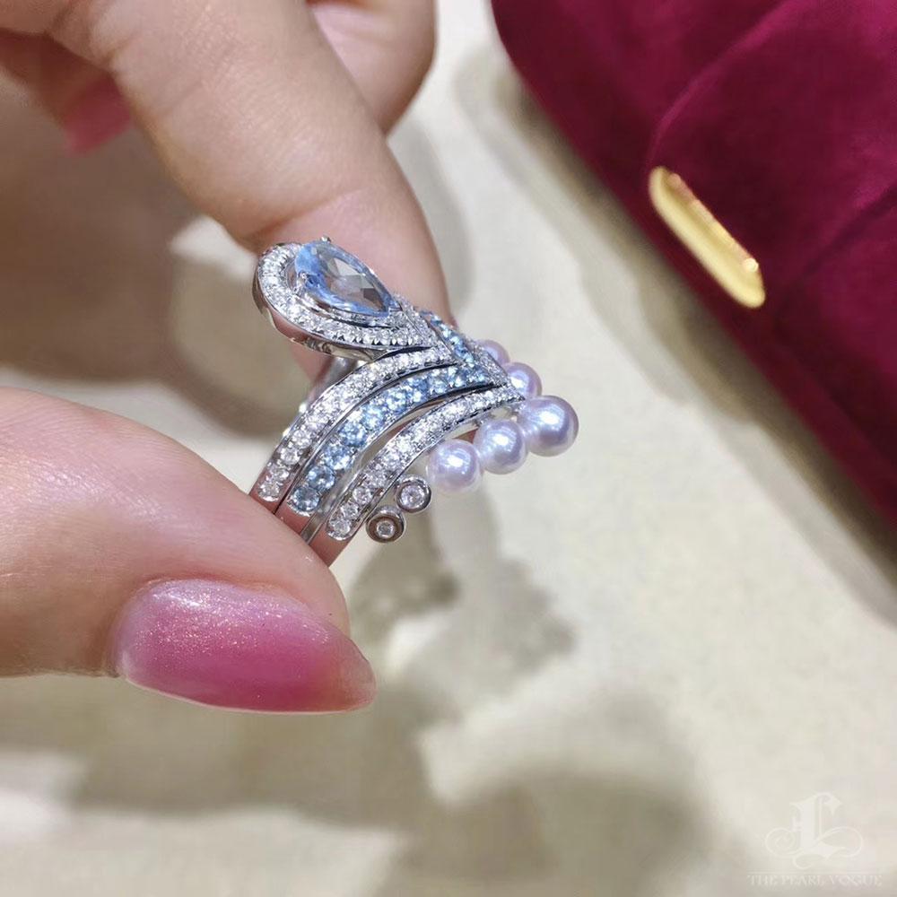 Crown Radiance】Transformable Akoya Perle, Saphir & Diamant Stackable Ring Set im Angebot 4