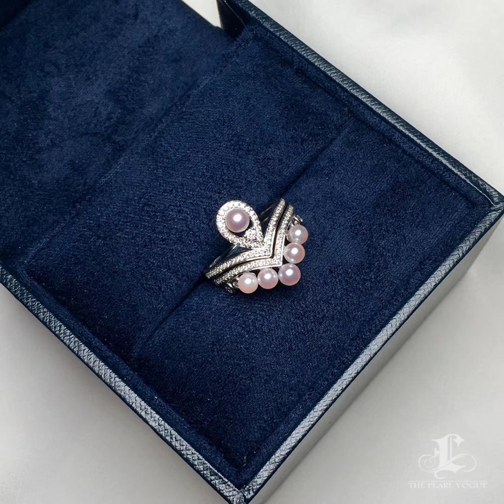 Anello impilabile con perle Akoya e diamanti trasformabili in vendita 5